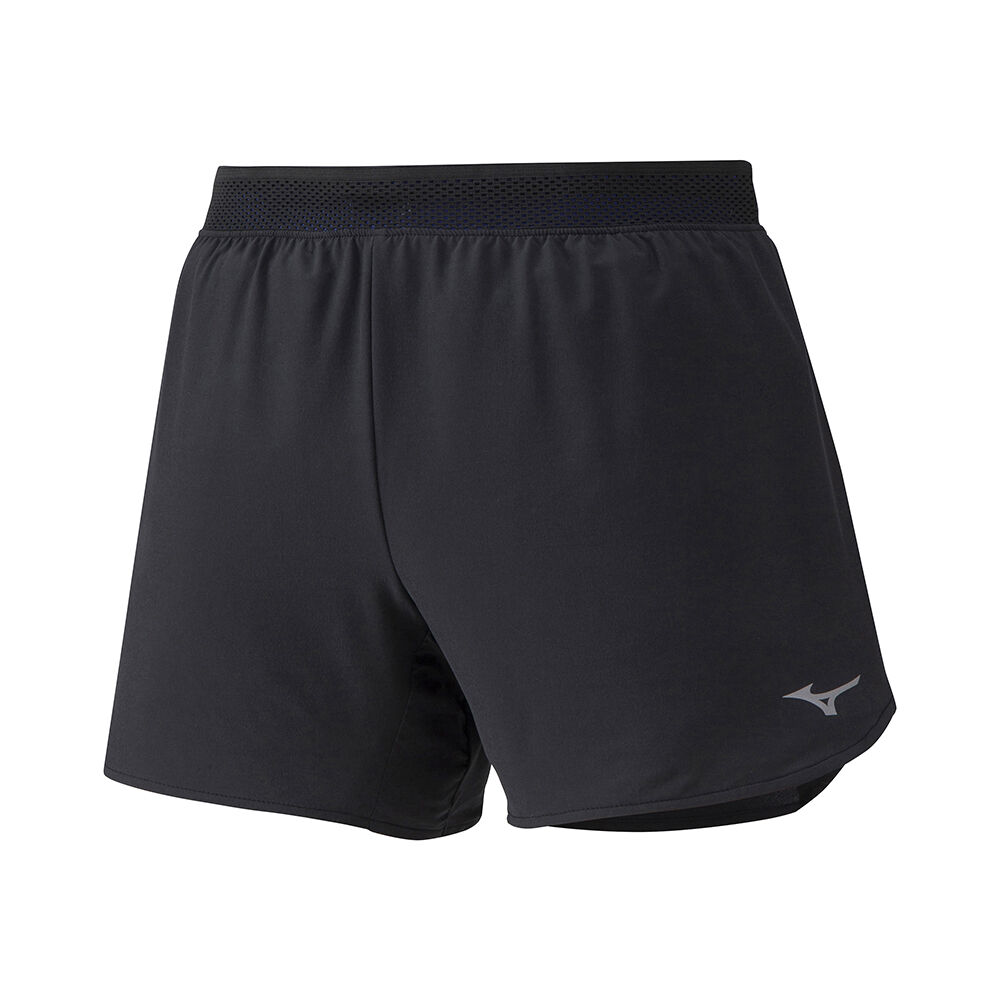 Damske Šortky Mizuno ER 4.5 2in1 Bezecke Čierne/Modre Vypredaj XVFC15247